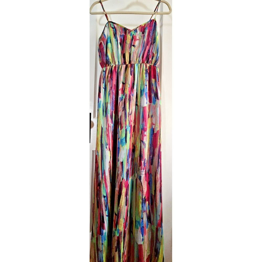 Jack bayberry Chiffon fully lined maxi dress woman Sz 2 Spaghetti straps‎